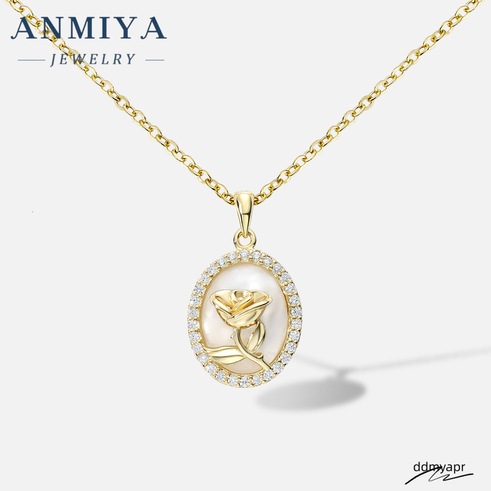 Vintage Rose Round Shape ddmyday Zircon Sterling Sier Link Chain Fashionable Flower Pattern Necklace For Girls ddmyday ddmyday ddmyday ddmyday