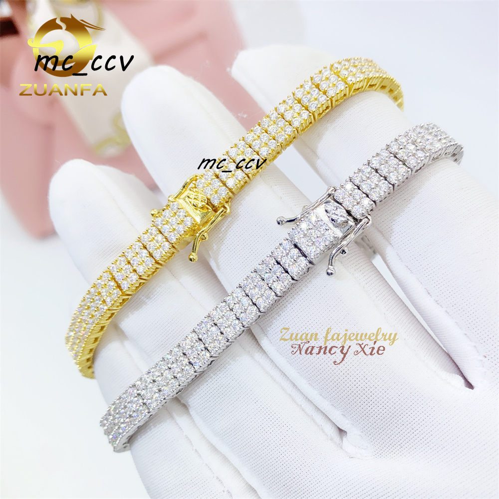 Pass Diamond Tester 6MM Luxury 925 Sterling Silver Iced Out Hip Hop Fire Jewelry VVS1 Moissanite Cluster Tennis Chain Bracelet