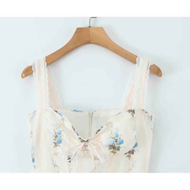 2025 New Fashion Women's A-line Midi Elegant Party Skirt Sexy Wide Shoulder design Strap Lace Splicing Festival Summer Printed Dress Designer Clo