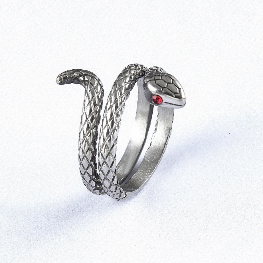 Spiritual Personality Animal Snake-Shaped Open Mouth Snake Stainless Steel Ring