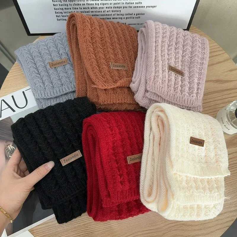 Solid Color Knitted Scarf Winter Women Girls Warm Soft Comfortable Scarf Outdoor Elegant Versatile Plush Scarf Fashion AccoryXJ250905