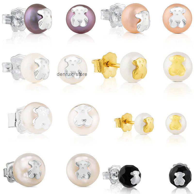 Luxury Spain tous bear designer earrings for women girls S925 sterling silver lovely bears earring elegant charm ball pearl delicate ear rings jewelry Z250903