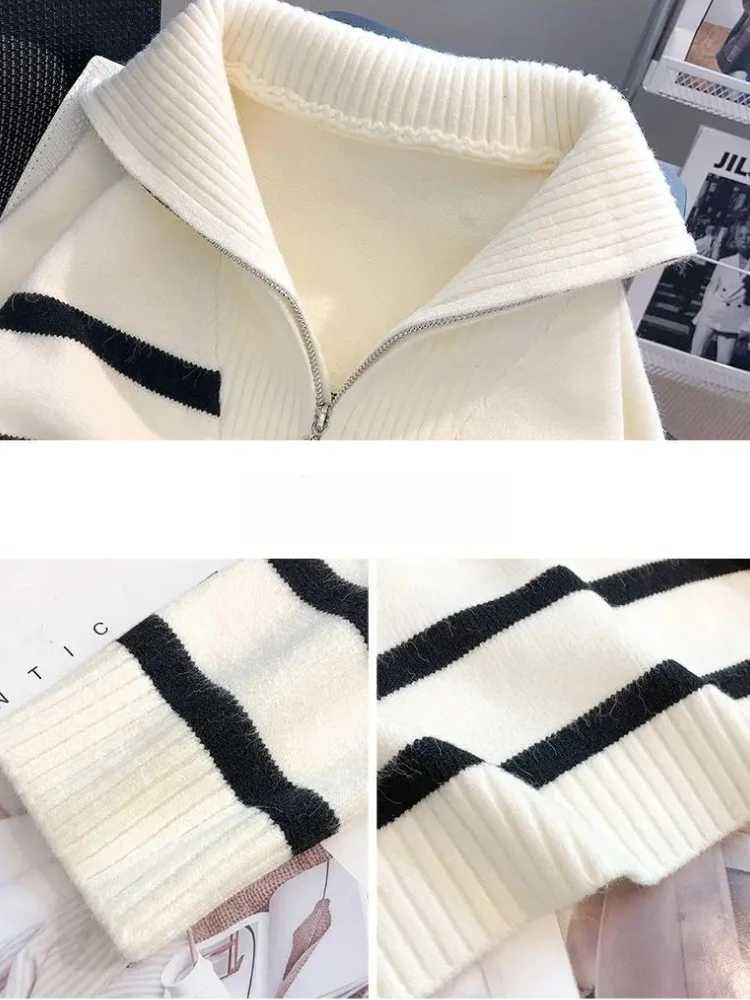 HELIAR Women Stripe Sweater Autumn 2025 New Zipper Long Sleeve Popular Premium Sweater Female Winter Pullover Z250905