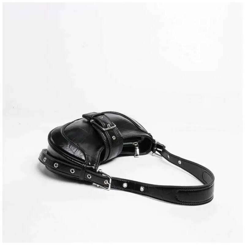 Women Y2k Fashion Shoulder Black PU Leather Underarm Ladies High Quality Handbags Hot Girls Armpit Bags Wallet