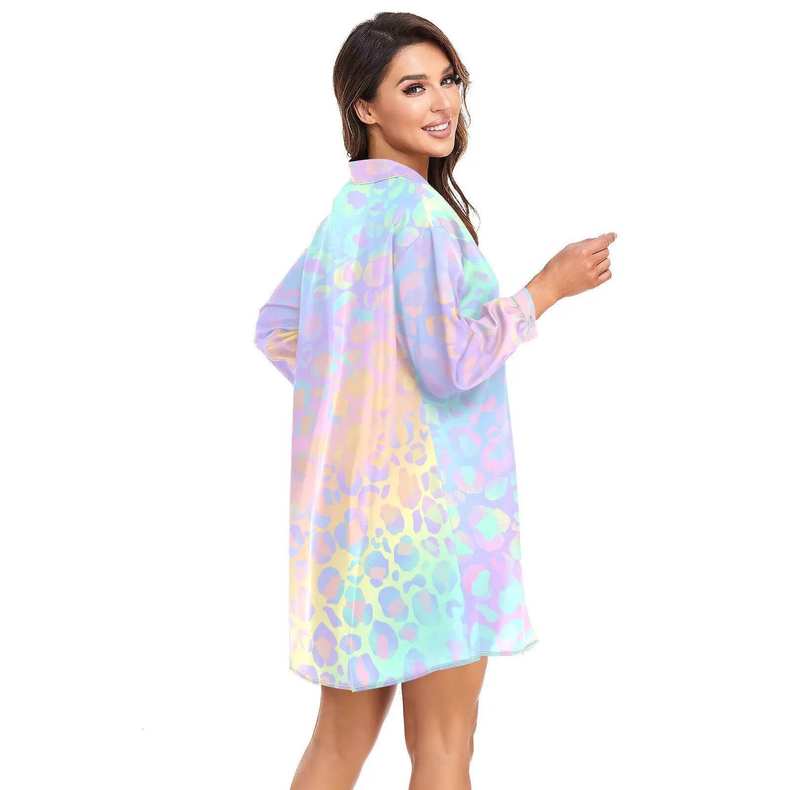 New Bikini Cover Up Women Beach Shirts Leopard Print Swimsuit Cape 2024 Summer Long Sleeve Tunic Swimwear Outfits