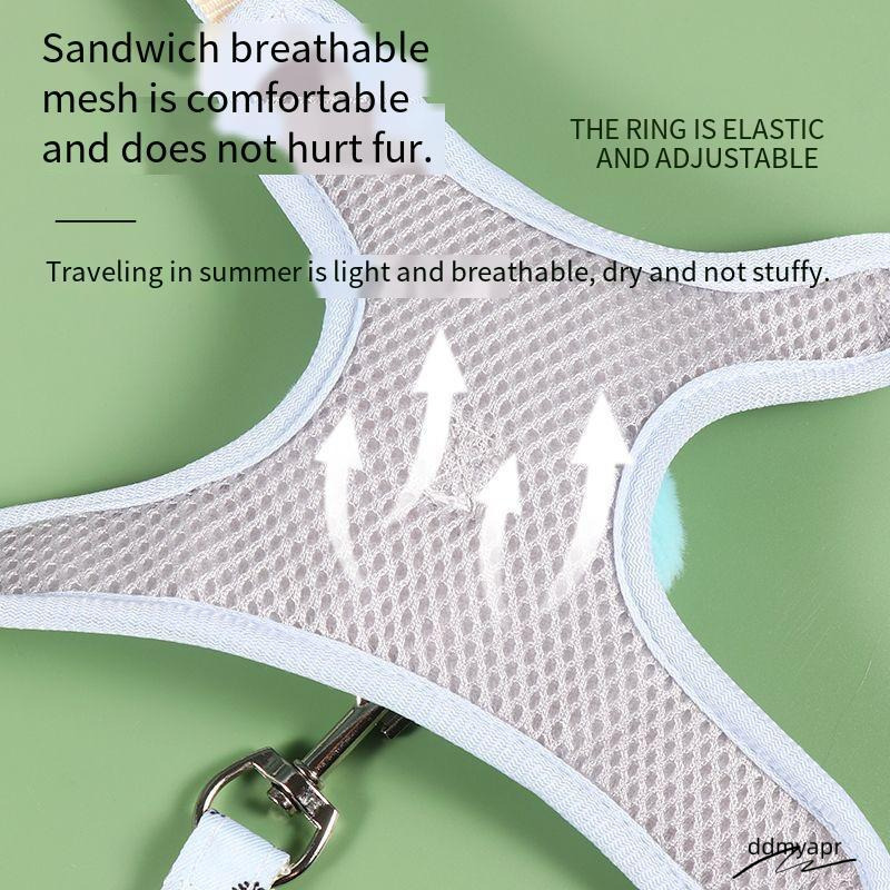 Labubu Dog And Leash Set, Step-In Soft Ddmydec Mesh Puppy Cats Harnesses Vest With Cute Doll Decorations, Breathable Designer Harness For Pomeranian, 