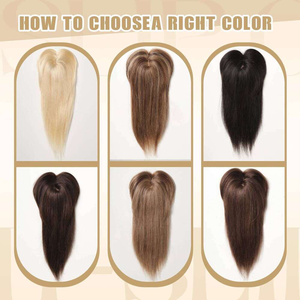 613# Blonde Human For Women Silk Base Clips In Toppers With Fringe 12 Inch Straight Piece for Thinning Hair