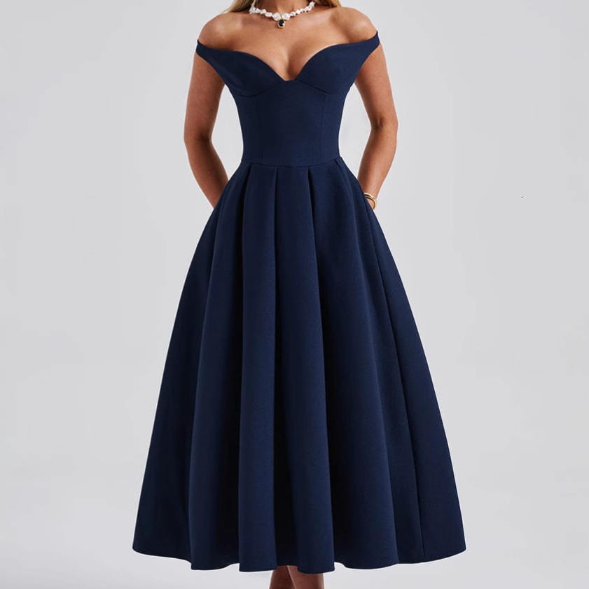 2025 Spring Summer New Womens Fashion Socialite Style Elegant VNeck Backless Evening Dress