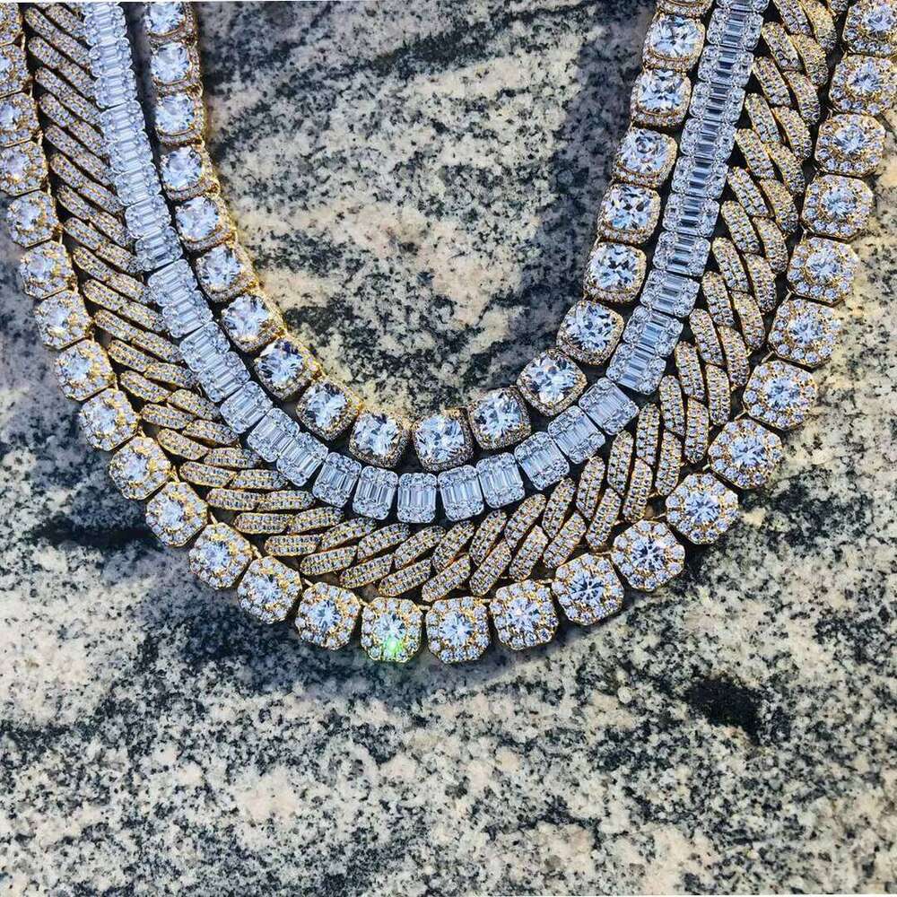 Men's 12mm Iced out Cuban Chain Necklace Hip Hop Dia Prong Choker for Wedding Engagement or Gift