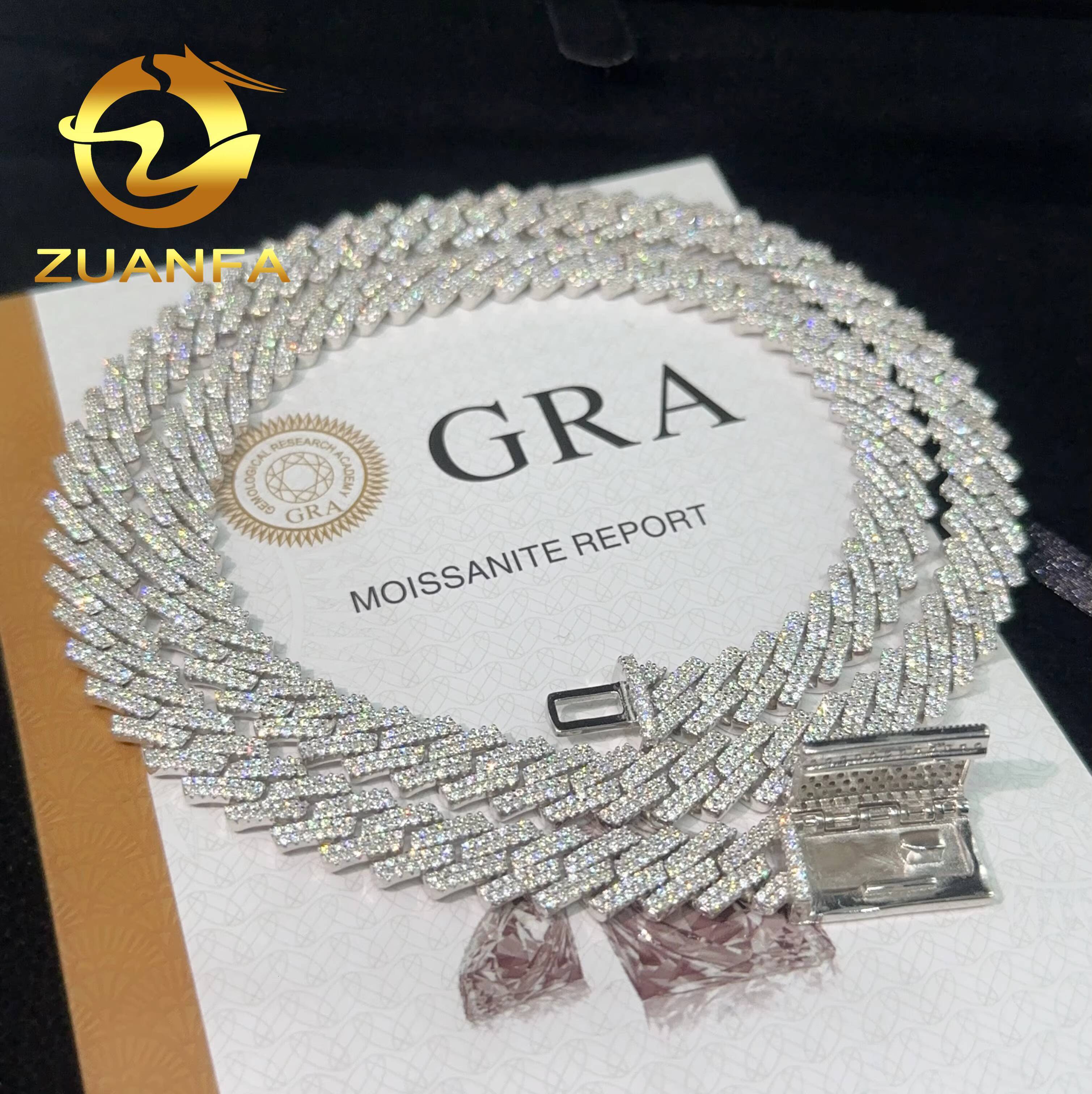 Hot Sale 10mm Iced Out Cuban Link Chain 925 Silver Hip Hop Jewelry Lab Moissanite Cuban Link Chain