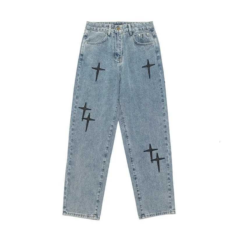 New Baggy Mens Jeans Embroidery Fashion Loose Denim Pants Streetwear Hip Hop Straight Wide Leg Trousers Casual Men Clothing W250905