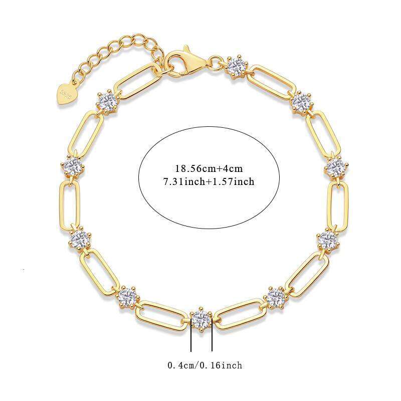 Sier & Gold Plated Moissanite 4mm Sparkling Stones Tennis Chain Bracelet