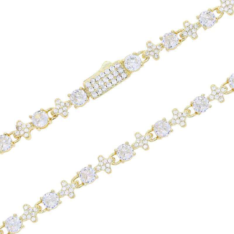 Small Cross Design Fashion Chain & Moissanite-Iced Out Hip Hop Style Brass Cuban Link Bracelets