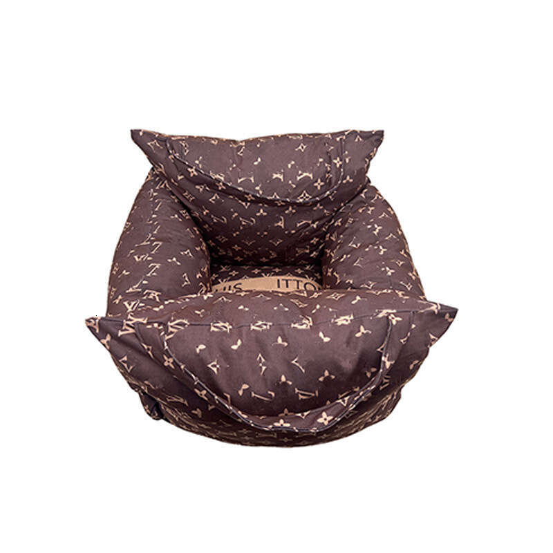 Designer Seat, Portable Puppy Car Seat of Easy Installation, Fashionable Pet Carrier Bag with Classic Old Flower, Disassembled hine Washable Dog Beds 