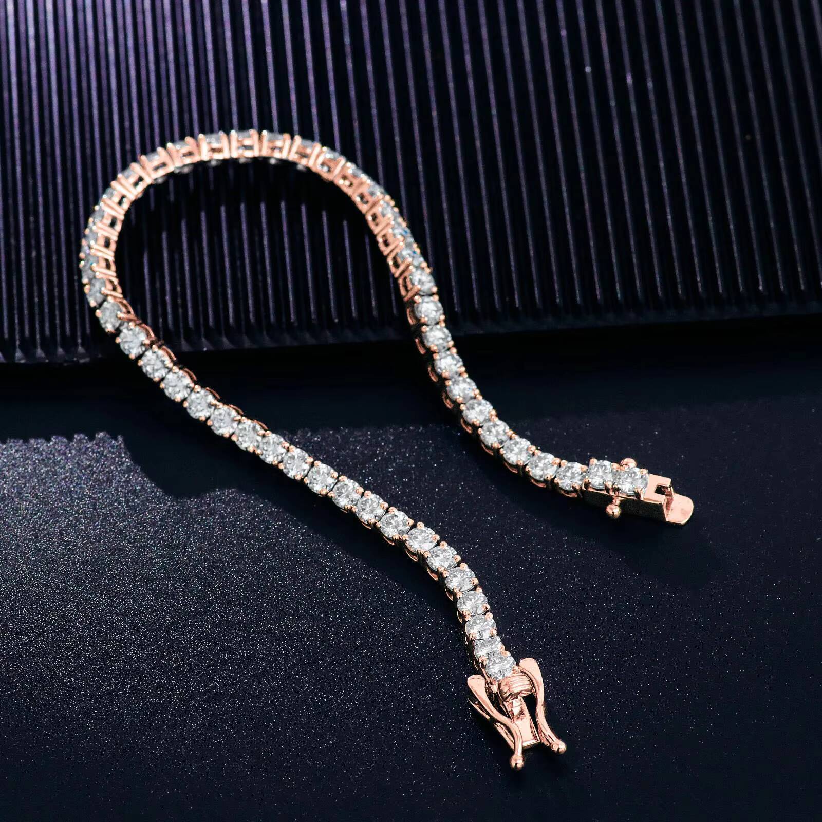 3mm 10K Real Gold Rose Gold Man Luxury Hip Hop Jewelry D Moissanite VVS1 Tennis Chain Bracelets Beads Women Tennis Bracelet