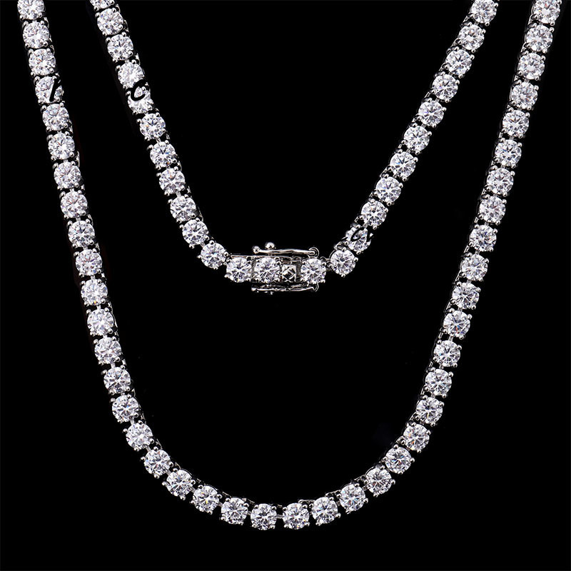 Provence Mens Diamond Tennis Chain 3mm6mm Mens Bracelet Necklace 10k White Gold Finish Full Diamond Cut Prong Setting