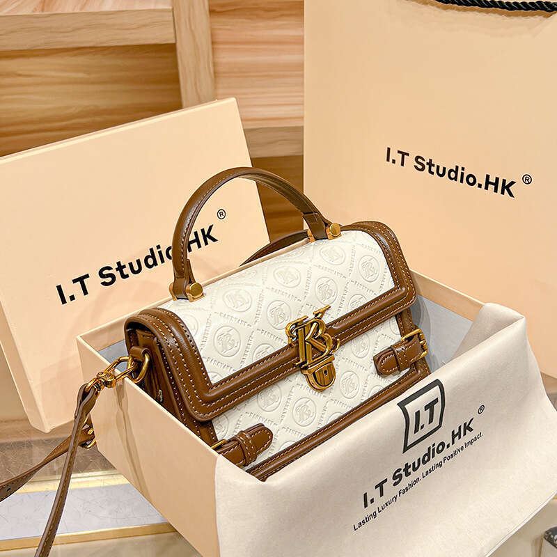 Hong Kong Simple Genuine Leather Handheld Small Square 2025 Spring Summer New Trendy Versatile Fashion Women's Single Shoulder Crossbody Bag