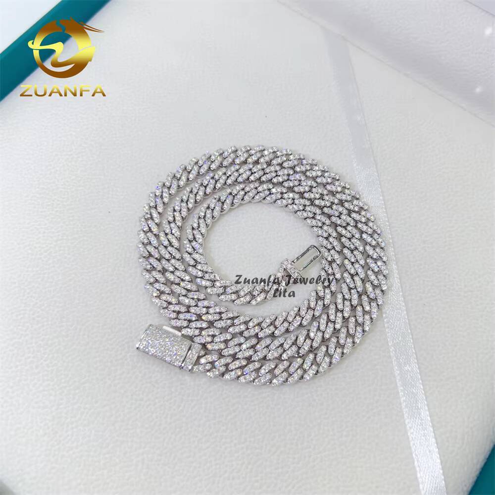 Hot Selling 6mm Necklace Silver Wholesale Price Iced Out Vvs Moissanite Diamond 925 Jewelry Hip Hop Cuban Link Chain Br