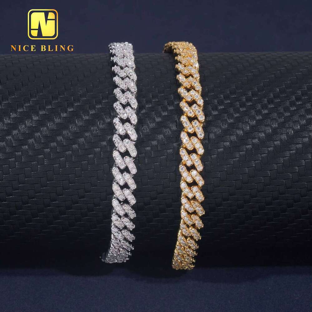6mm Iced Out Cuban Chain Sterling Sier Heishi Hip Hop Jewelry Necklace Bracelet