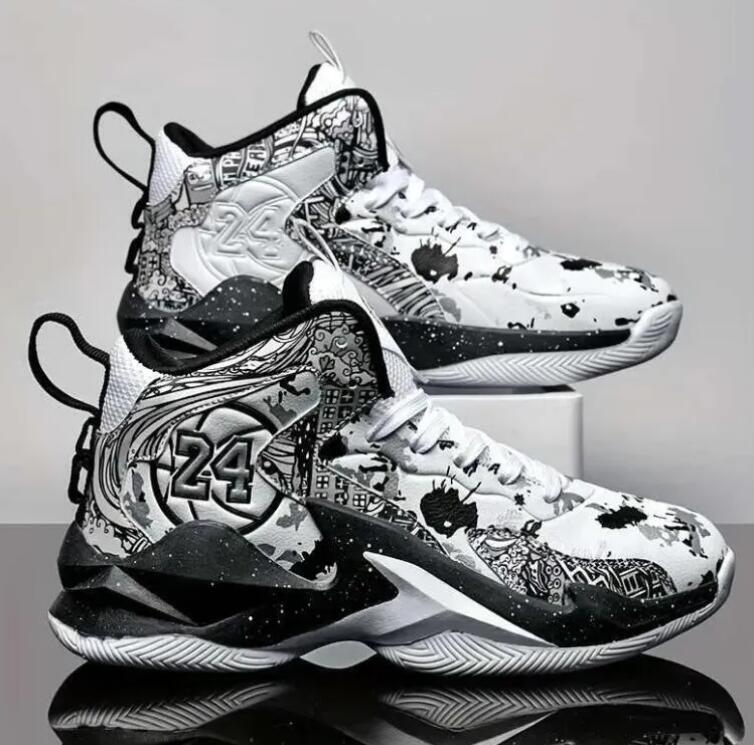 Men's fashionable high top basketball sneaker American Football Shoes comfortable non slip lace up durable sports shoes suitable for men's o