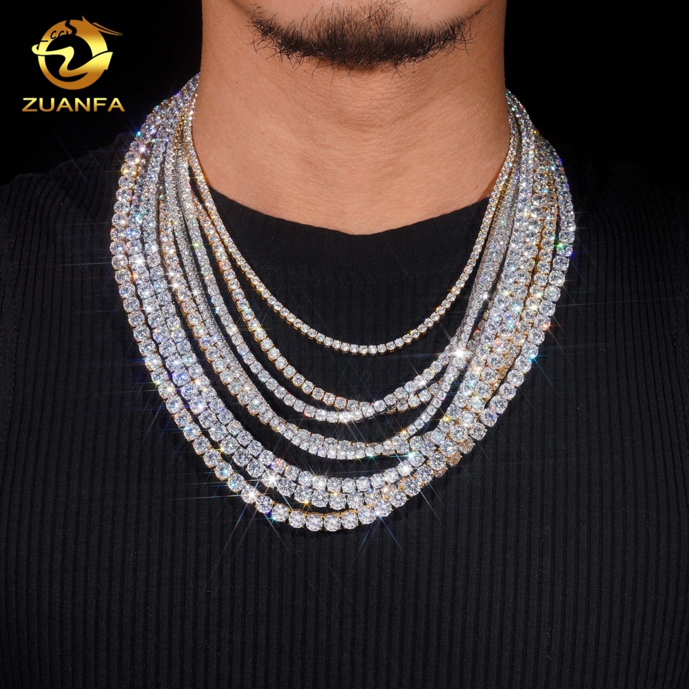 Wholesale Fast Shipping 316L Stainless Steel Tennis Chain Iced Out Jewelry Hip Hop Sparking Moissanite Cheap Price Tennis Necklace