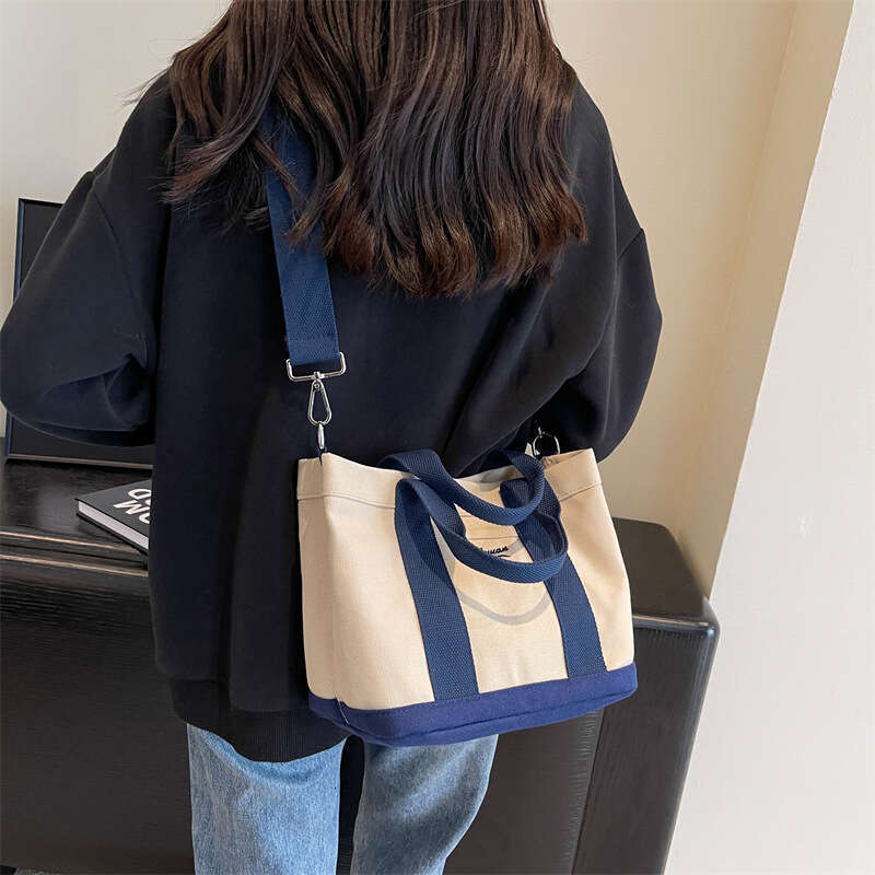 Canvas Layered with Letter Embroidery, Commuter Lunch Student Multi-layer Crossbody Bag, Mommy Bag