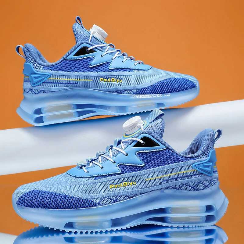 Mens Thin Mesh Shoes with Rotating Buttons LaceFree Sports and Casual Shoes Breathable Running Shoes Z250905