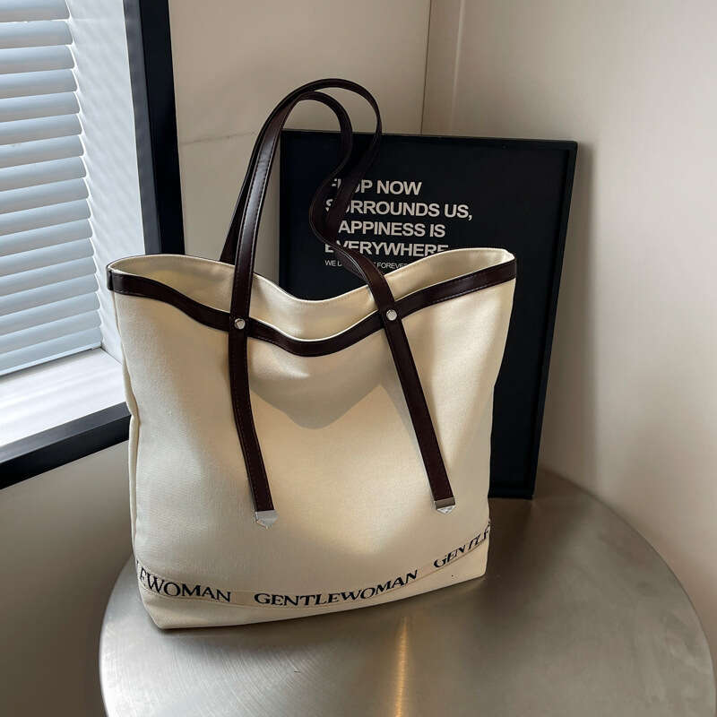 Designer Bags Gentle Woman Color-Block Letter Print Large Capacity Tote Canvas 2025 New Versatile Shoulder Bag