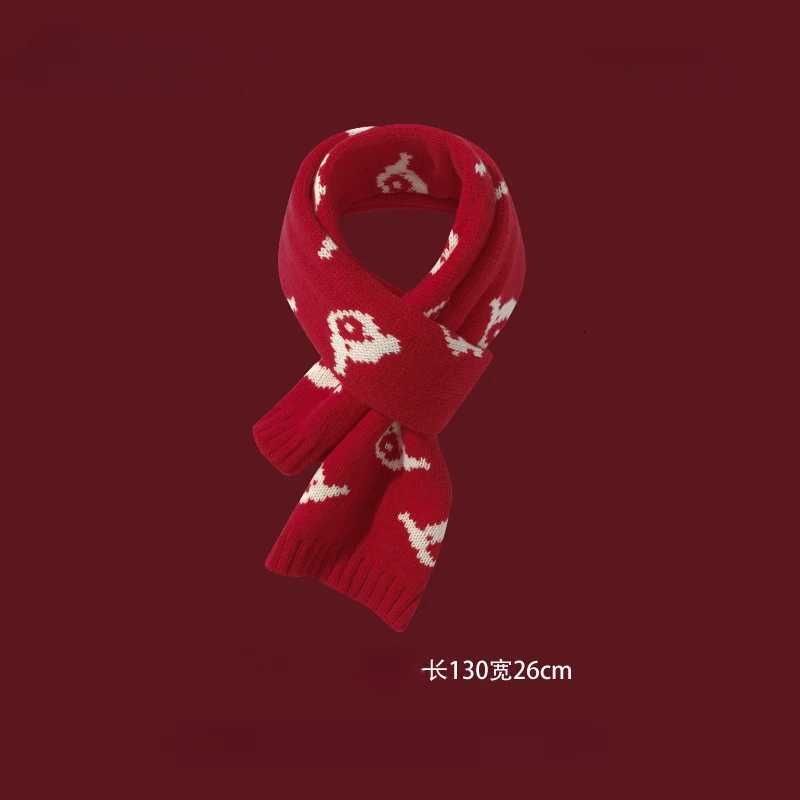 Scarf La Winter Warm Christmas Scarf New Years Gift Red Highend Childrens Knitted Bear Parentchild Party Collar GiftXJ250905