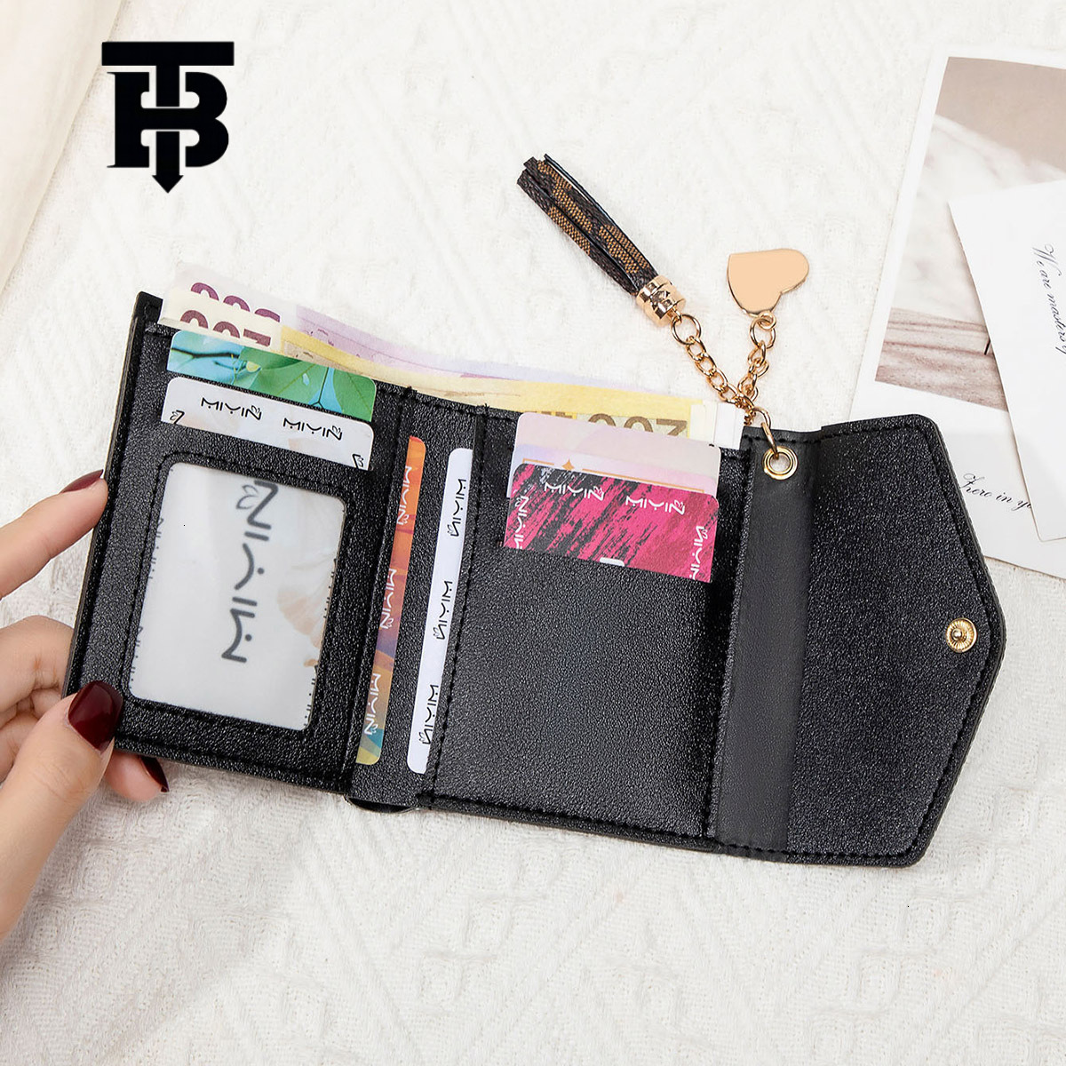 Luxury Bag TB BHULAMTE Designer Bag Vintage Print Multifunctional 70% Off Short Wallet New Tassel Pendant Decorative Clutch Portable Women's Coin