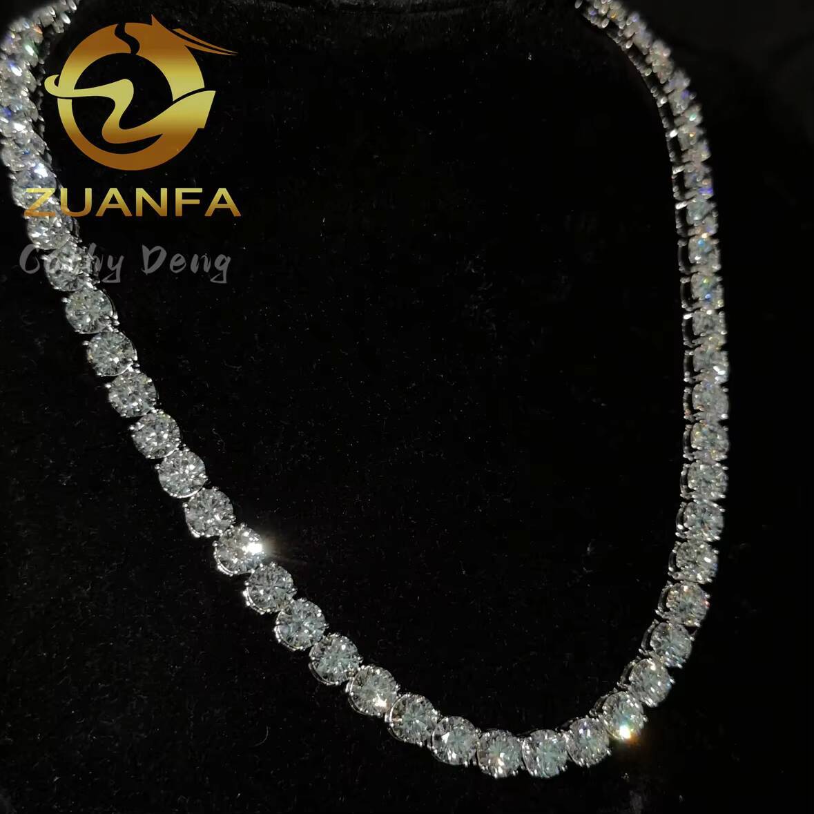 Deluxe 7mm IGI Lab Grown Diamond 925 Silver Tennis Necklace Fashion Hip Hop Jewelry CVD Diamond Tennis Chain