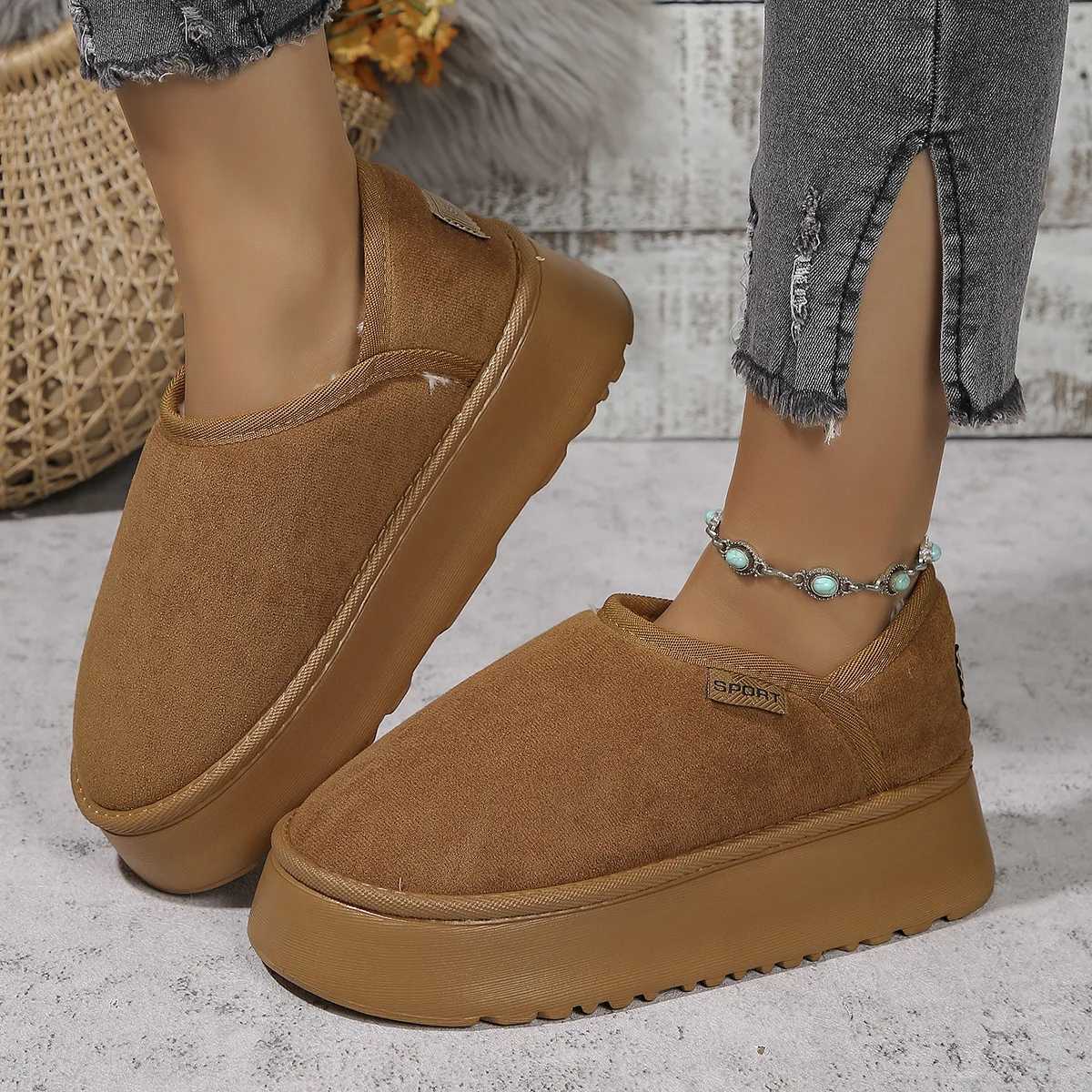 Winter Platform Boots Vintage Fashion Womens Snow Warm Suede Warm Inner Plush Fashion Thick Bottom Womens Flat Bottom Boots L250905