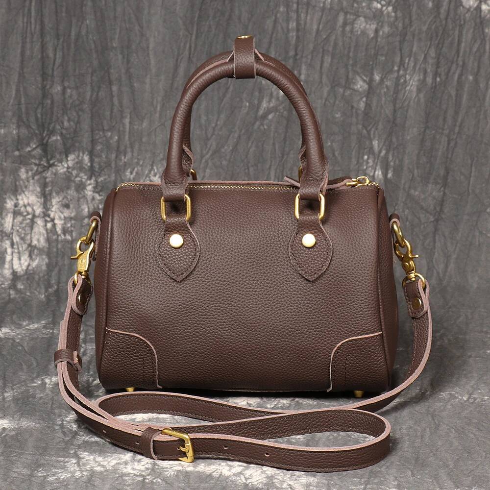 LUOKIR New Genuine Leather Women's Boston Casual Tote Fashionable Shoulder Crossbody High-End Elegant Pillow Bag