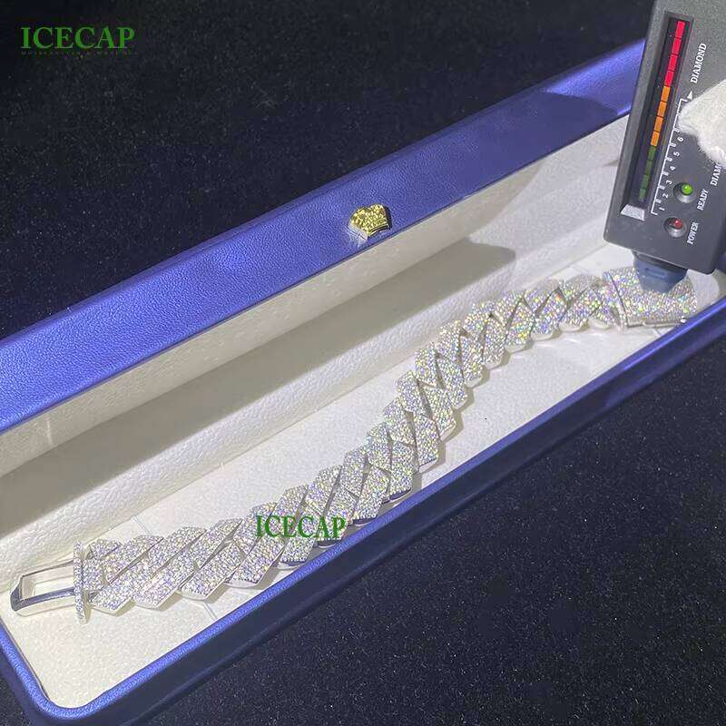 Wholesale 20MM VVS Moissanite Gold Plated Sier Bracelet Men Hip Hop Style Iced Out Dia Cuban Link Bracelets