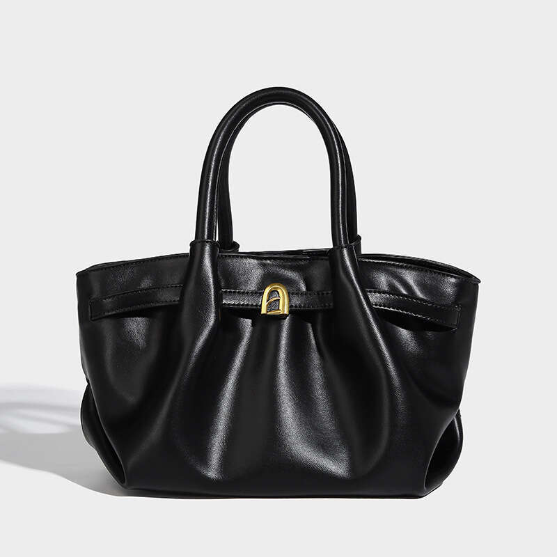 DHEssentials 2025 Winter Dumpling Bag, Minimalist Design, Small PU Crossbody, Underarm Handbag, Black/Red/Brown