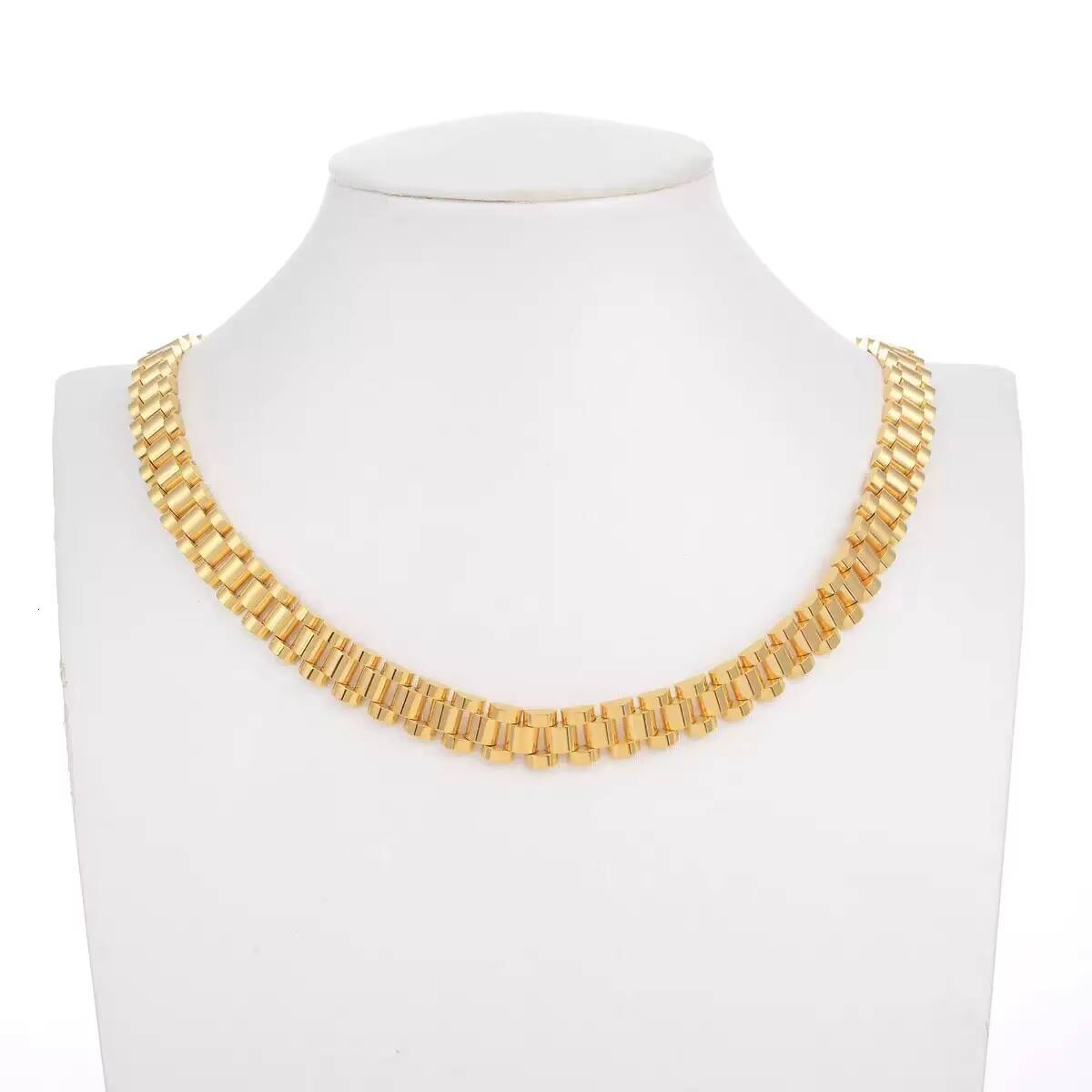 Hot Selling 12mm Gold Stainless Steel Watch Band Necklace Mens Fashionable Custom Jewelry with Strap Chain for Necklaces