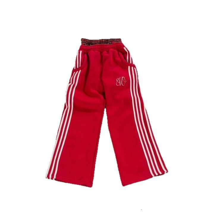 2025 Summer New Striped Color-Block Stretch Sports Embroidered Double-Headed Straight Casual Pants