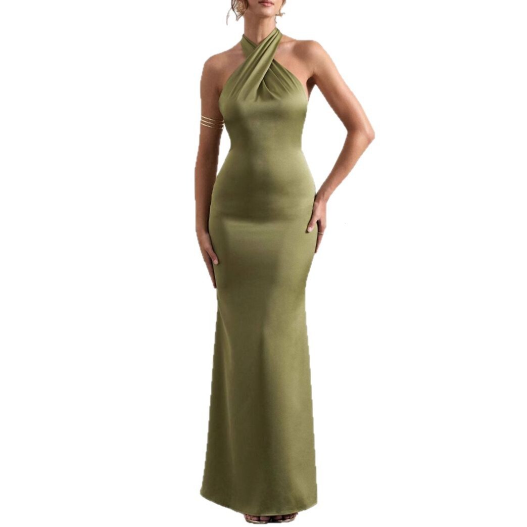 Halter Neck Evening Dress Fashionable Elegant Slim Fit Dress Party Fashionable Gathering Dress