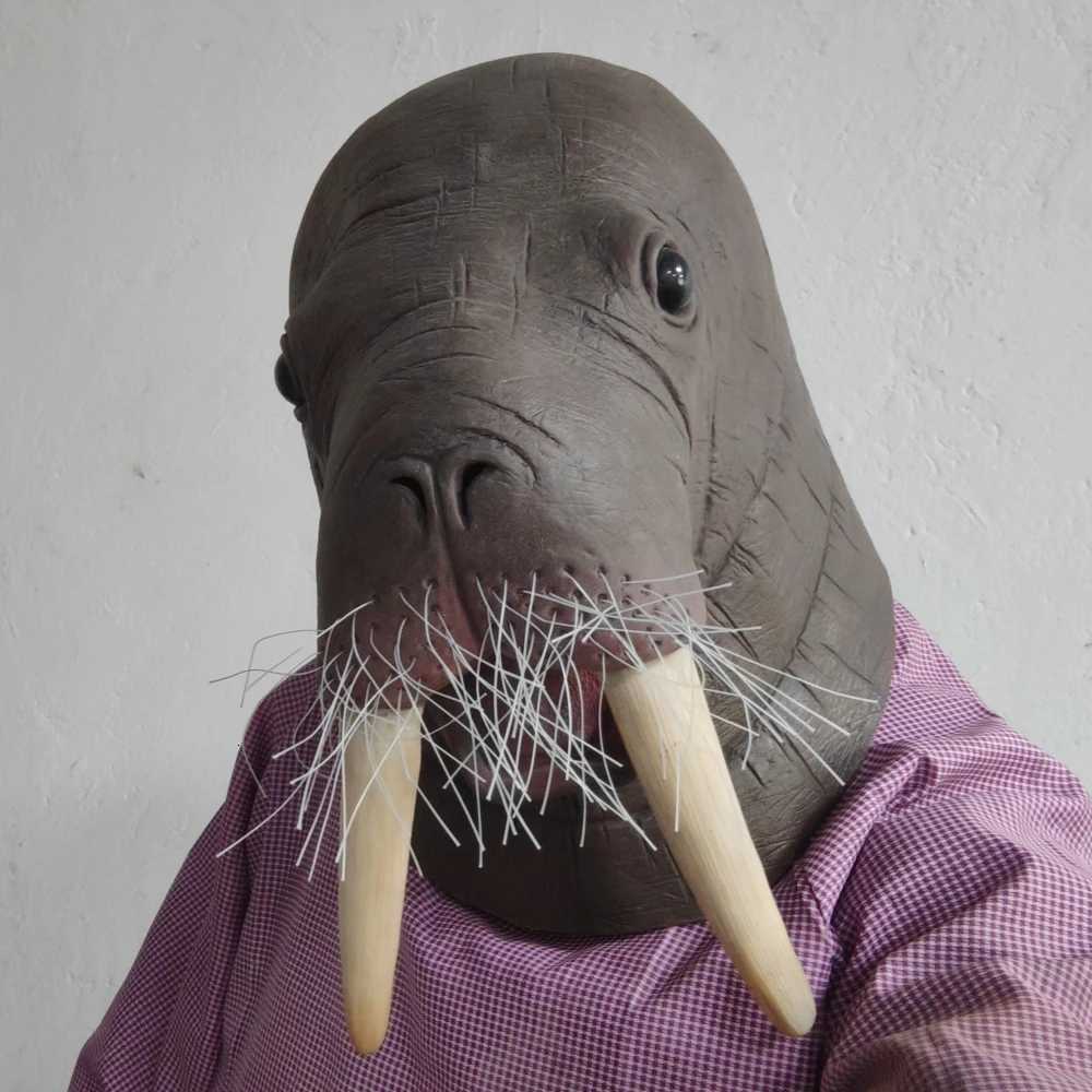 Funny Walrus Mask Sea Lion Animal Full Head Latex Fancy Dress Costume Animal Mask Seal Sea Lions Head Mask Novelty Creepy LatexXJ250905