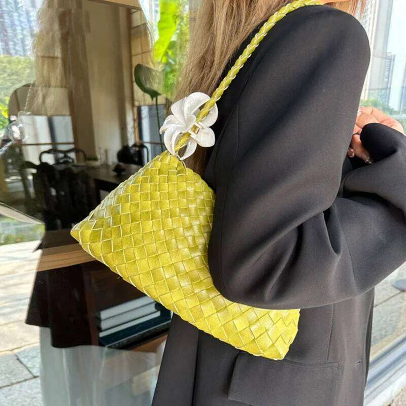 PU Hand-Woven women's Bag, Vegetable Basket Sailboat Bucket bag, Casual Vacation Handbag Shoulder Bag