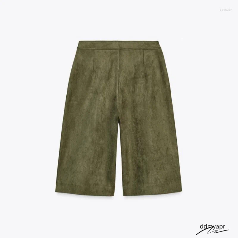 Women's Jackets Brown Green Suede Jacket Women Lapel Zipper Long Sleeve Pockets Bomber Coat 2025 Spring Autumn Lady ddmyday Loose Motorcycle ddmy