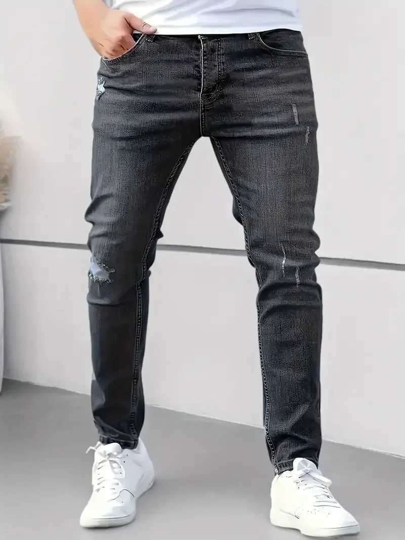 Men Casual Denim Pants Elastic Skinny Jeans MultiPocket Trousers Slim Fit Black Jeans Soild Cargo Pants Man Clothes Streetwear W250905