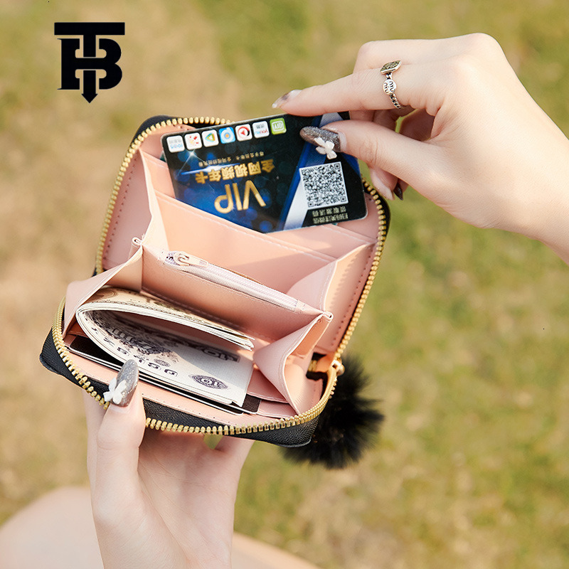 Luxury Bag TB BHULAMTE Designer Bag 2023 New Circle Heart Star Clover Print Clover Pom-pom Decoration Multi-card Slot Short Coin Purse