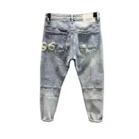 Mens Retro Jeans Casual Spring Autumn Slim Pencil Pants Vintage Distressed Motorcycle Stitching Embroidery Washed Skinny Jeans W250905