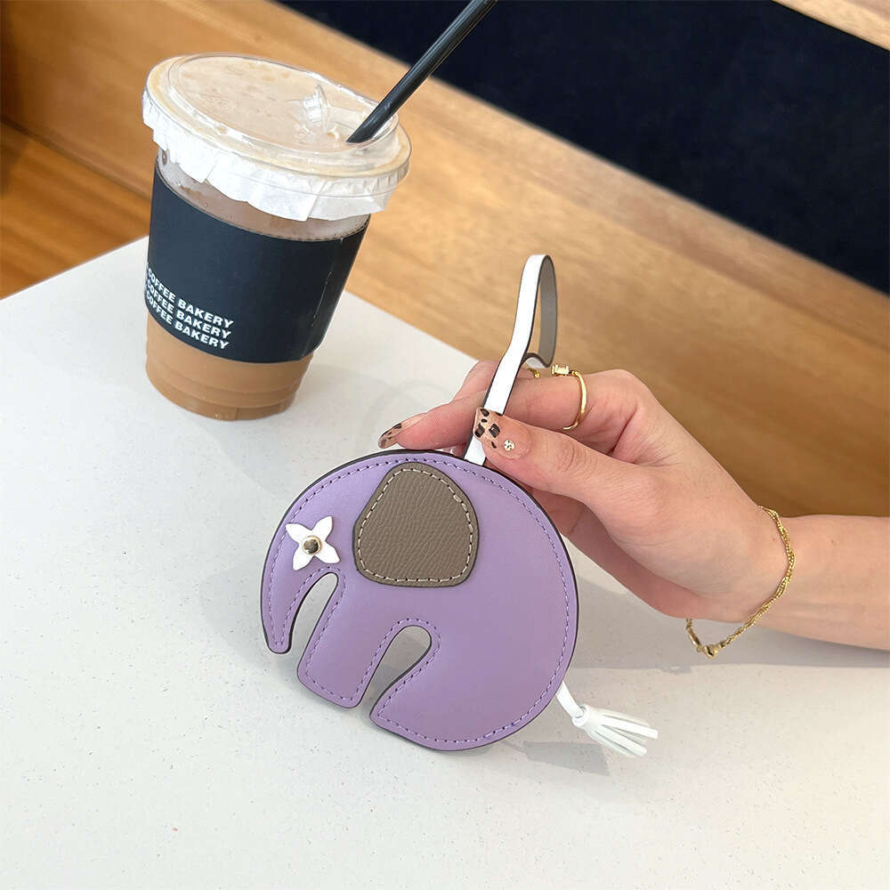 DHEssentials 2025 Cartoon Elephant Leather Charm, Handmade Accessory, Ins Style, Car/Bag Pendant, Multiple Colors