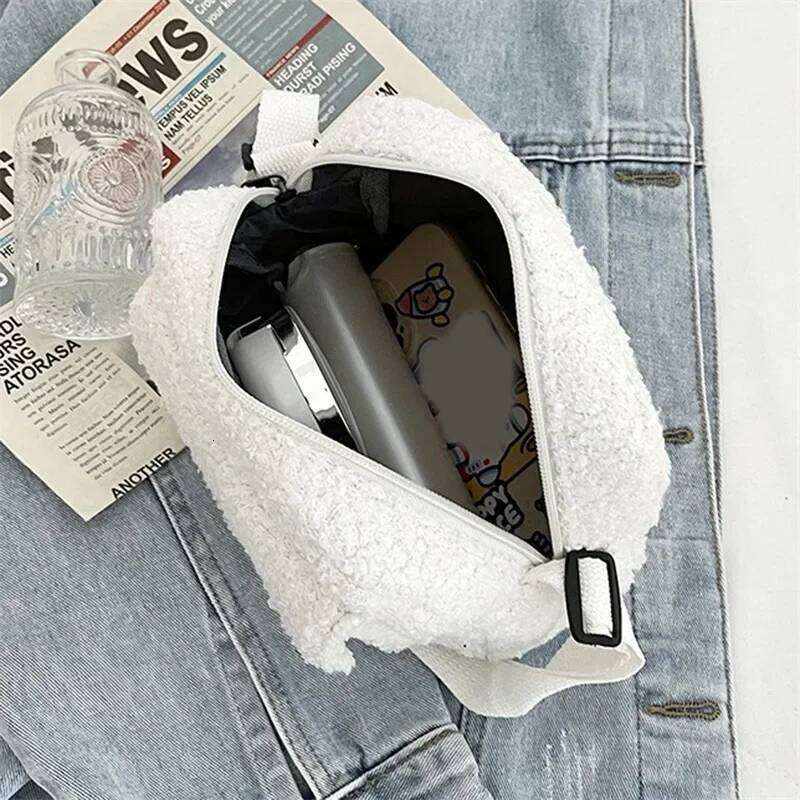 Women's Plush Lambswool Crossbody - Soft Faux Fur Shoulder Purse, Winter Fashion Fluffy Handbag, Designer Mini Bag