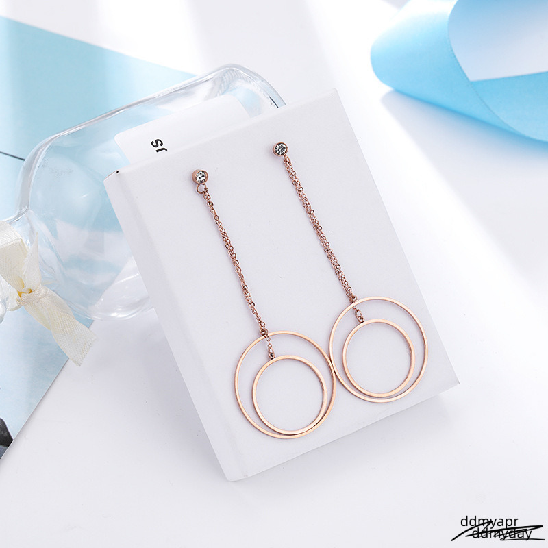 Titanium Ddmyday Steel Rose Gold Designer For Women, Hollow Circle Tassel Versatile Fashion Ladies' Jewelry ddmyday Earrings Accessories Wholesal