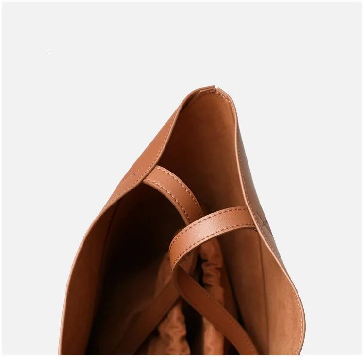 UBELLIN Dia Foldable Bucket Lady Design Thread Shoulder Large Capacity Leather Tote Bag Women Commuting Bags