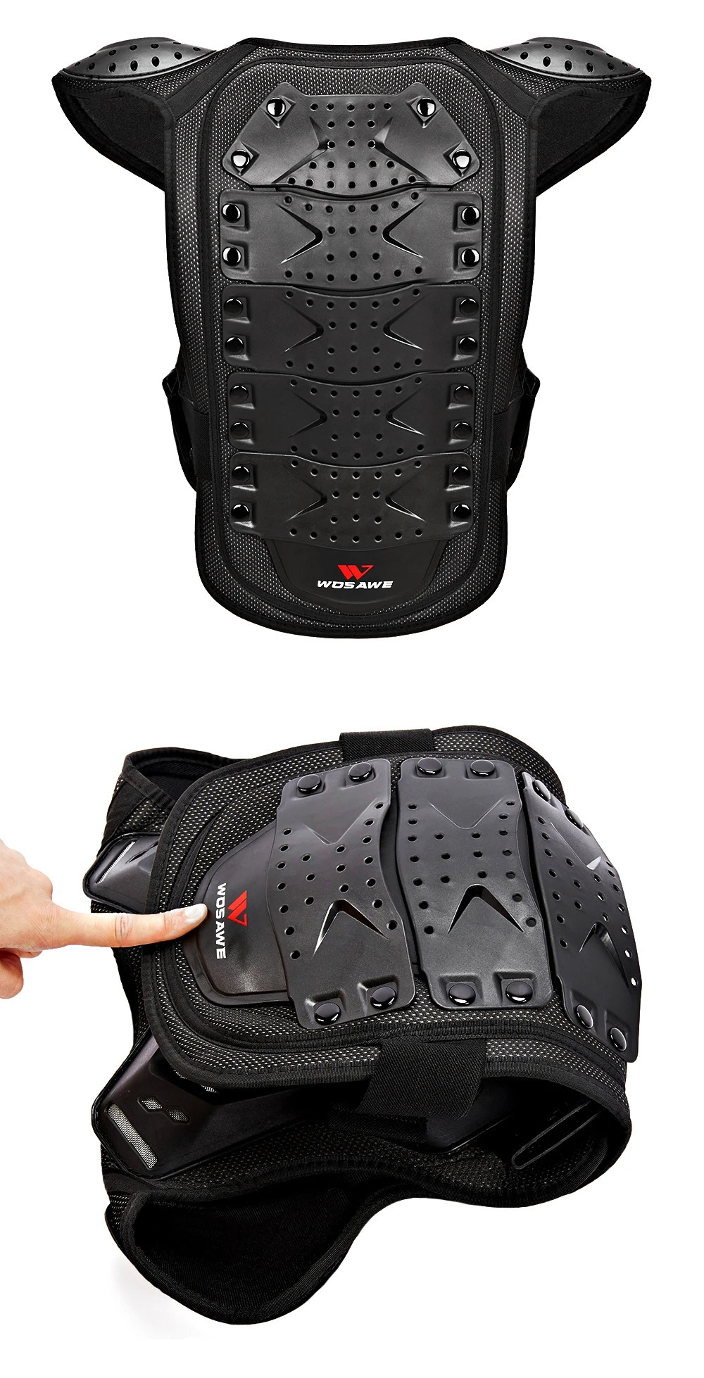 WOSAWE Kids Motocross waistcoat Motorcycle Chest Back shoulder Armor Child Protective gear Racing Drop resistant Body armour 250905