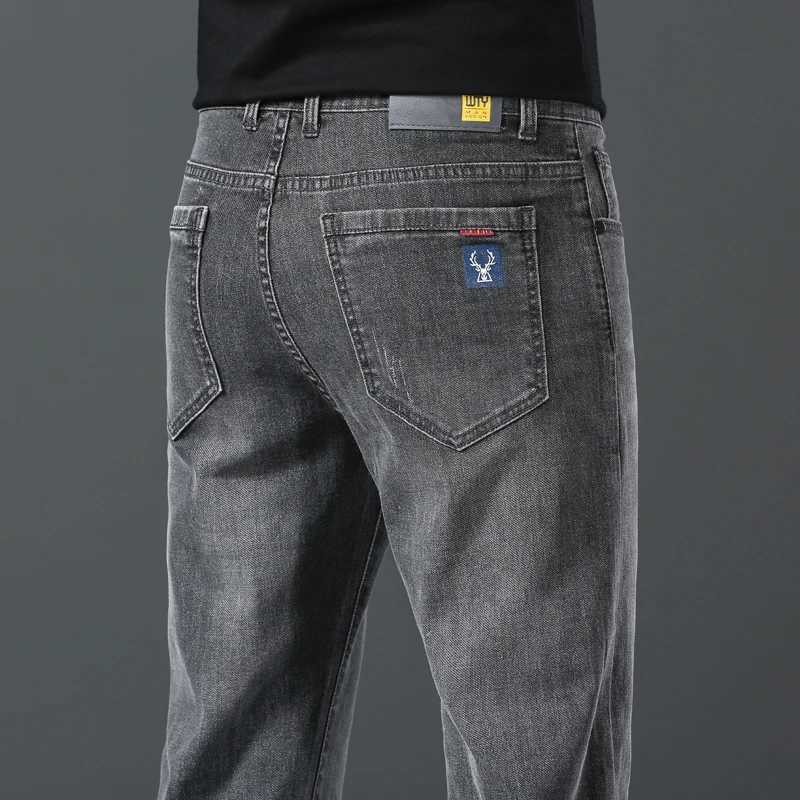 Jeans men straight tube loose 2024 autumn new item business elastic mens versatile casual pants trendy brand long pants men W250905